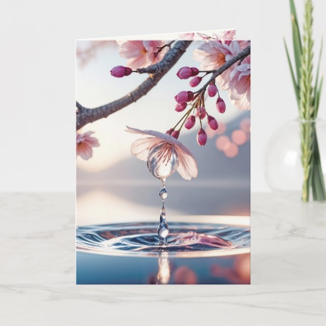 Carte Sympathy Cherry Blossom Branch With Dewdrops (Devant)