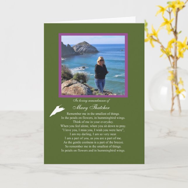 Carte Sympathy Custom Photo Name Remembrance Hommage (Fleur jaune)