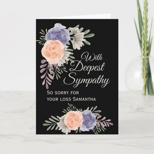 Carte Sympathy Floral Peony Rose (Devant)