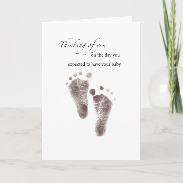 Carte Sympathy Loss of Baby Footprints Noir et blanc (Devant)