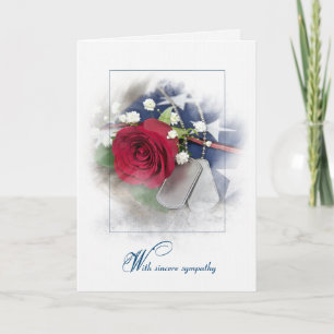 Carte Sympathy Military Chig Tags avec Rose