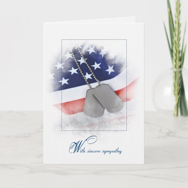 Carte Sympathy Military Dog Tags On Flag (Devant)