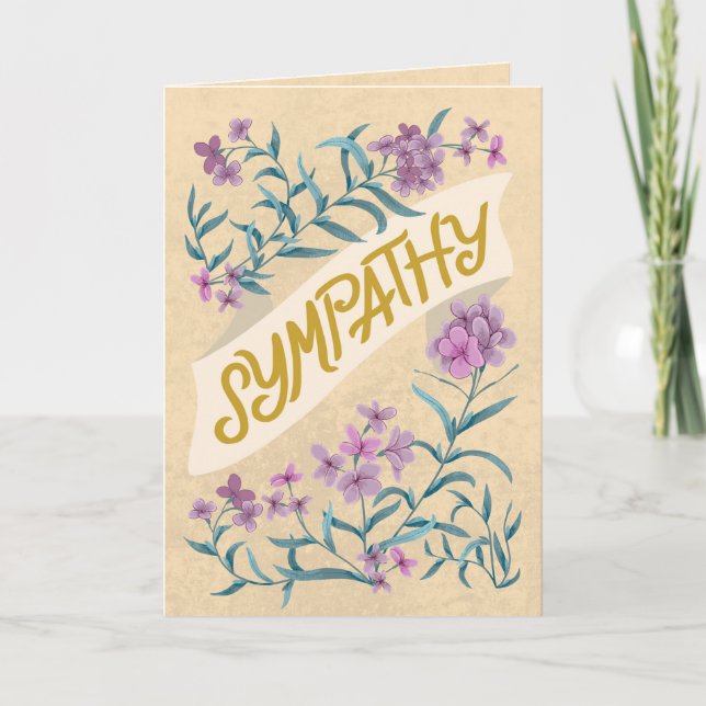Carte Sympathy Peach Soft Pastel Floral Banner Card (Devant)