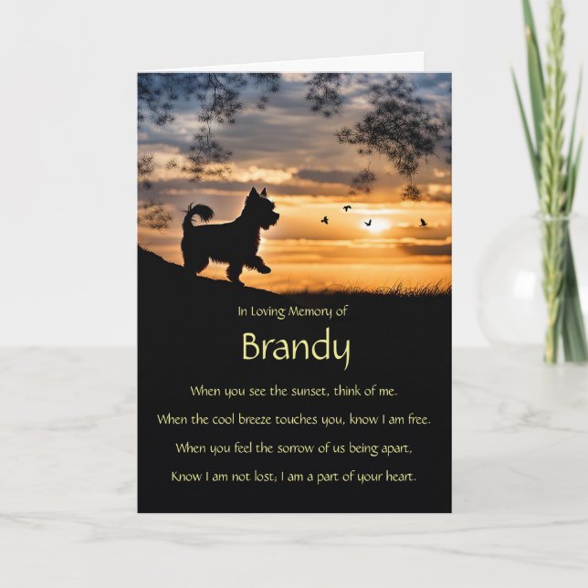 Carte Sympathy Pet Yorkshire Terrier Nom personnalisé (Devant)