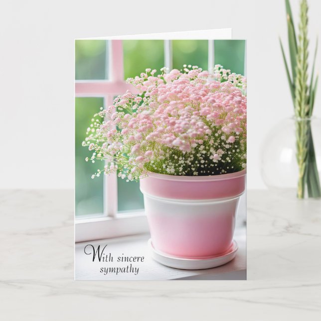 Carte Sympathy Pink Baby's Breath Bouquet (Devant)