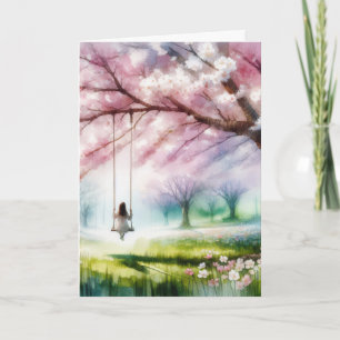 Carte Sympathy Watercolor Girl sur une aile