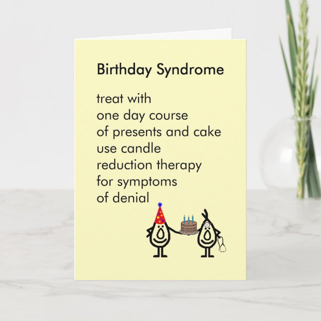 Carte Syndrome d'anniversaire - un poème d'anniversaire  (Devant)