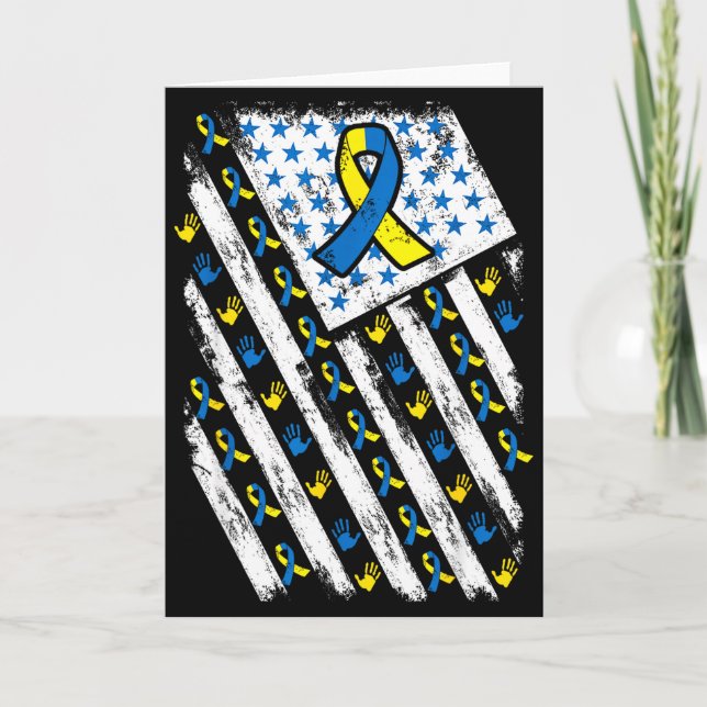 Carte Syndrome de Down Sensibilisation Drapeau Américain (Devant)