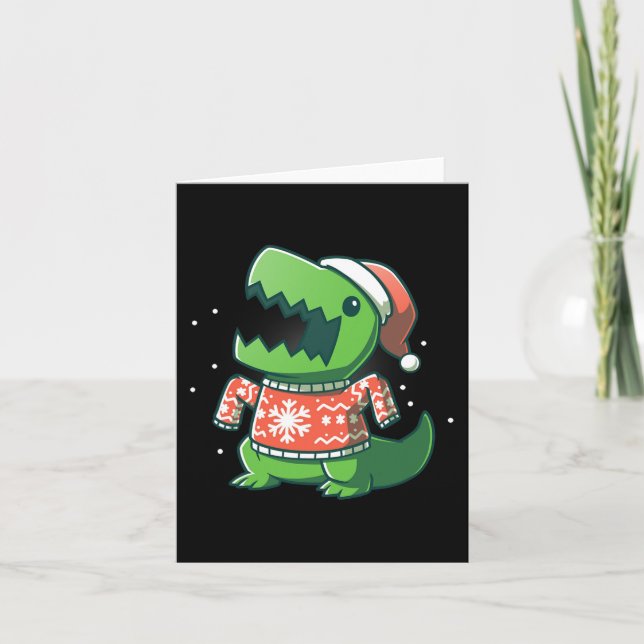 Carte T-Rex Christmas Fun Dinosaur Saurus moche (Devant)