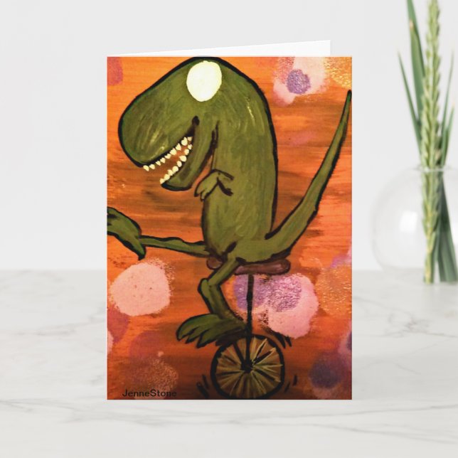 Carte T-Rex conduit un monocycle (Devant)