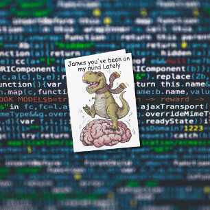 Carte T-Rex debout sur un cerveau