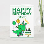 Carte T-Rex Dinosaur Grandson 1er anniversaire<br><div class="desc">Mignon Vert T-Rex Dinosaur Grand-fils 1er anniversaire, ce design est pour quiconque cherche quelque chose de gentil pour un petit garçon à son 1er anniversaire. Si vous cherchez des invitations pour 1er anniversaire, surtout pour votre petit-fils, celle-ci est parfaitement ce dont vous avez besoin. Le design comprend un dinosaure mignon...</div>