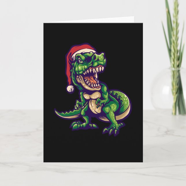 Carte T-rex dinosaure de Noël | Conception de dinosaure (Devant)