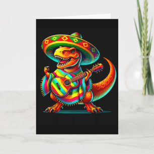 Carte T-rex dinosaure jouant de la guitare cinco de mayo