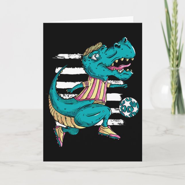 Carte T-rex Dinosaure Joue au Football - Conception Trex (Devant)