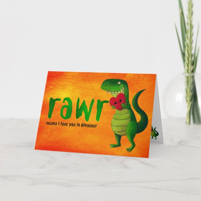 Carte T-Rex dinosaure romantique RAWR (Devant)