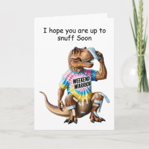 Carte T-rex guerrier du week-end avec bandages et glace