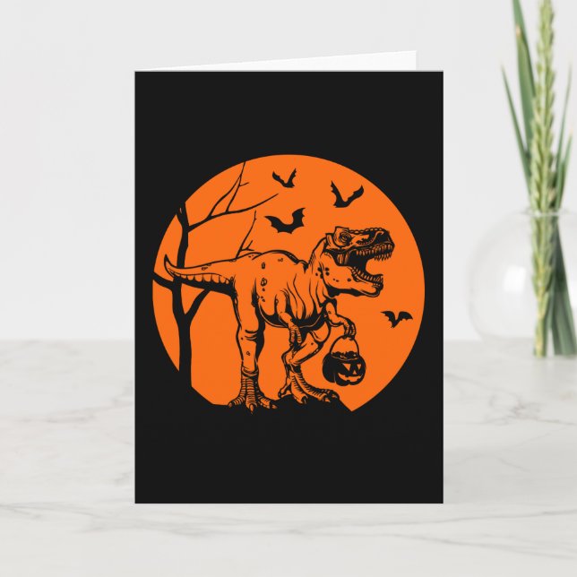 Carte t rex halloween dinosaure cadeau pour lui (Devant)