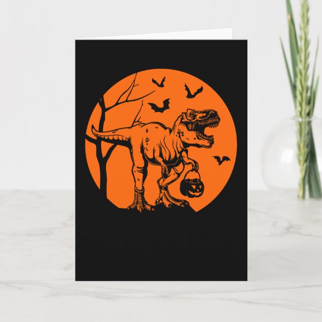 Carte t rex halloween dinosaure cadeau pour lui (Devant)