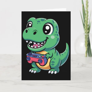 Carte T-Rex Heureux Avec Manette De Jeu T-shirt Dino Gam