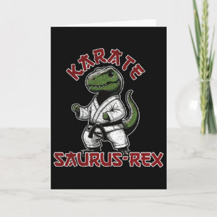 Carte T-rex Karaté Drôle Dino Arts Martiaux Enfants 
