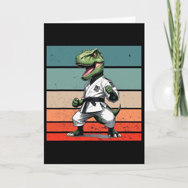 Carte T.rex Karate Gi Ceintures Noires Posture Puissante (Devant)