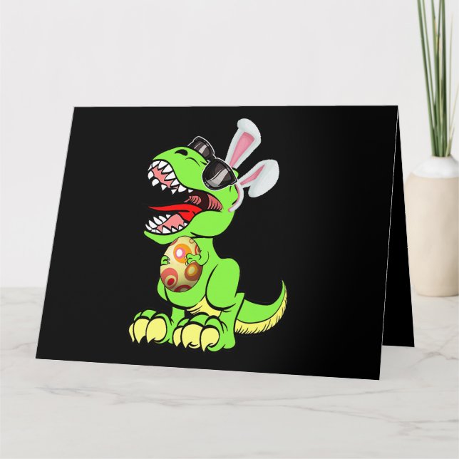 Carte T Rex Lapin de Pâques Funny Dinosaure Garçons Pani (Devant)