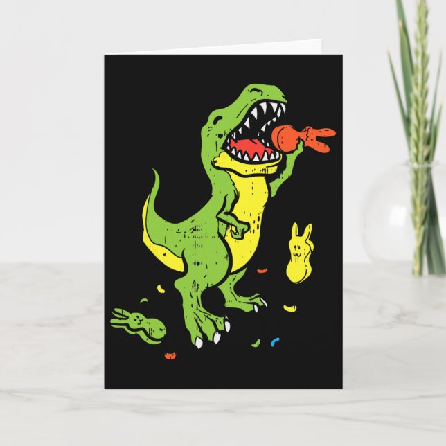 Carte T-Rex mangeant un lapin Funny Pâques Amoureux des  (Devant)