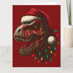 Carte T-Rex Père Noël Dinosaur Noël