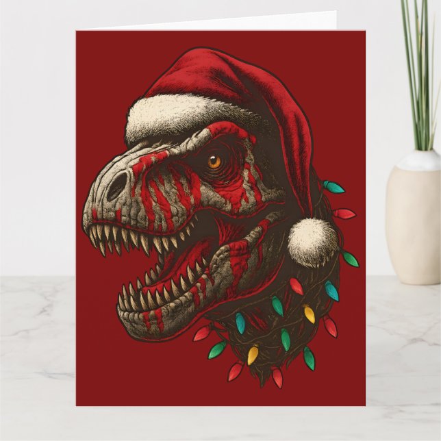 Carte T-Rex Père Noël Dinosaur Noël (Devant)