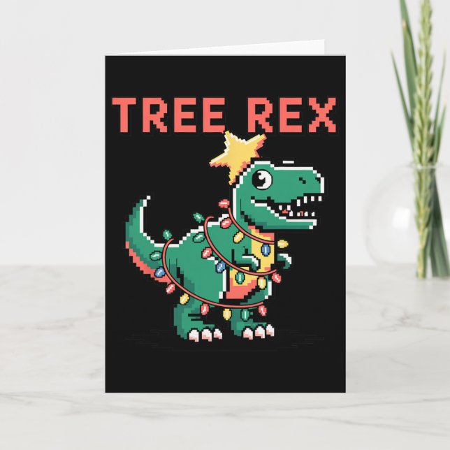 Carte T-Rex Pull Ugly Christmas Sweater Dinosaure Noël (Devant)