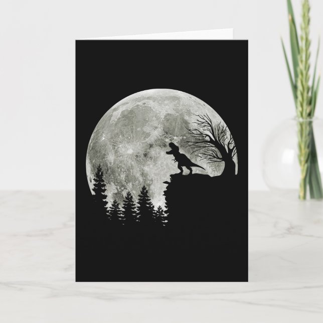 Carte t-rex roar on mountain halloween moon (Devant)