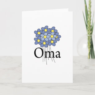 Carte T-shirt assez bleu d'Oma de fleur