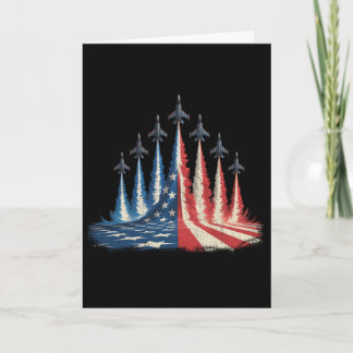 Carte T-shirt avion de combat drapeau américain 4 juille