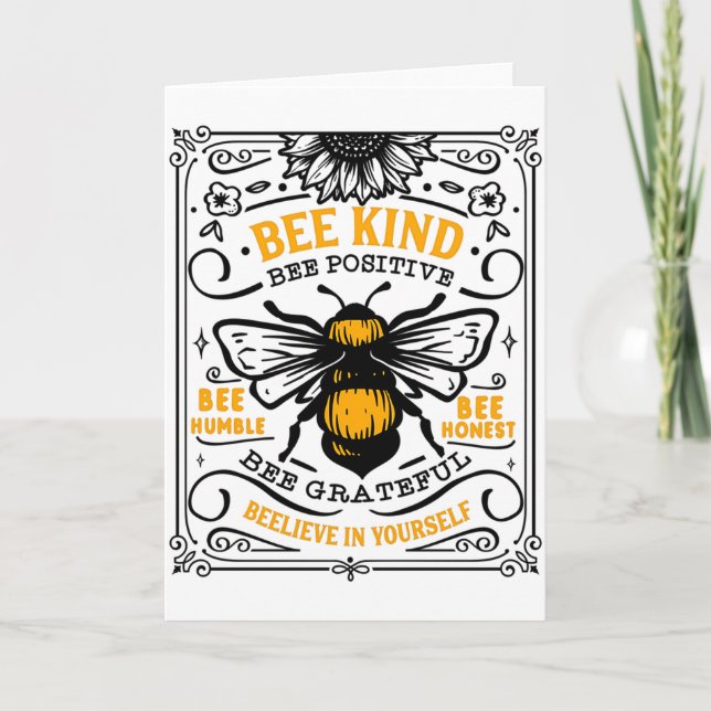 Carte T Shirt Bee Kind Bee Positive  (Devant)