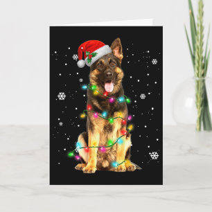 Carte T-shirt de Noël avec arbre pour chien berger allem