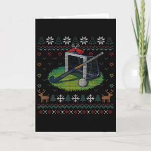Carte T-shirt de Noël laid de hockey sur gazon Ll Sports