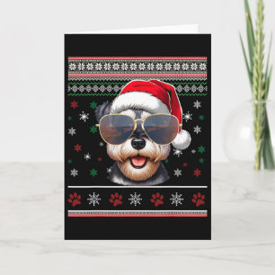 Carte T-shirt de Noël laid Père Noël Schnauzer nain Chie