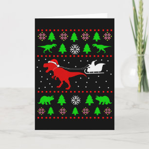 Carte T-shirt de Noël moche dinosaure pour adultes enfan