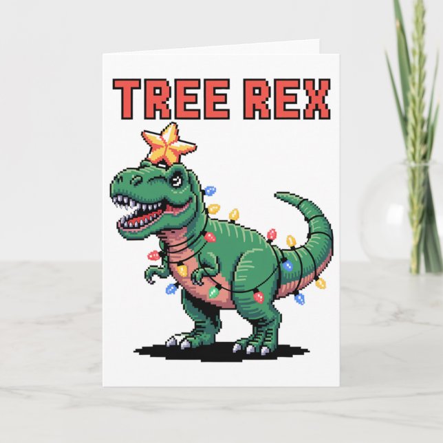 Carte T-shirt de Noël Tree Rex Ugly Sweater Dinosaur (Devant)