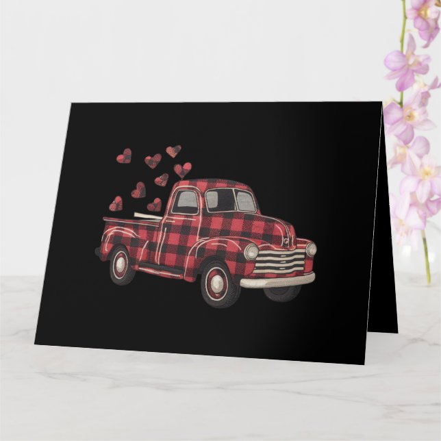 Carte T-shirt drôle de camion de la Saint-Valentin plaid (Orchidée)