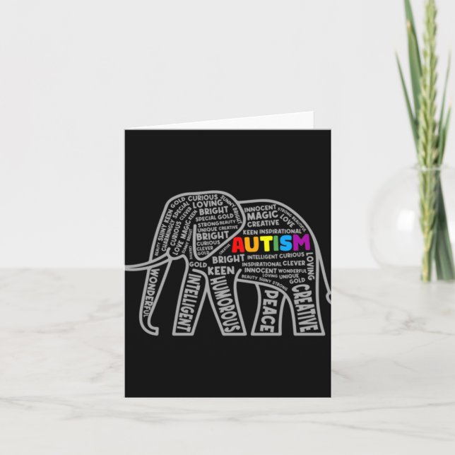 Carte T Shirt Éléphant Tygraphie pour la Sensibilisation (Devant)