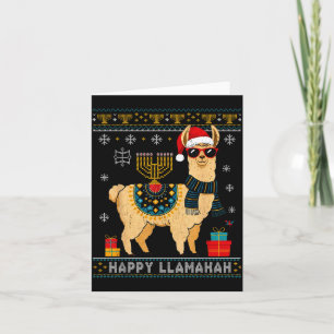 Carte T-shirt Happy Llamakah drôle et laid pour Hanukkah