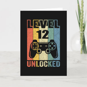 Carte T-shirt Niveau 12 Débloqué Drôle de Joueur de Jeu