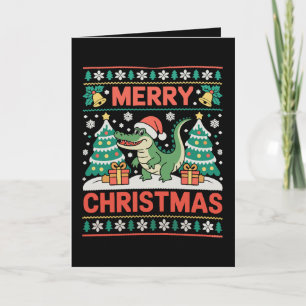 Carte T-shirt Père Noël Crocodile Sapin de Noël
