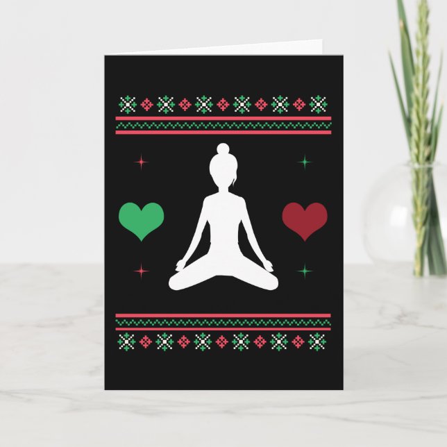 Carte T-shirt Pilates Noël Ugly Yoga Xmas (Devant)