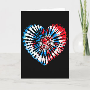 Carte T-shirt tie-dye cœur du 4 juillet drapeau américai