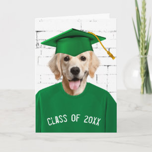 Carte T-shirt vert Golden Retriever diplômé