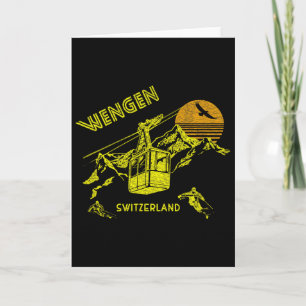 Carte T-shirt Wengen Suisse Ski rétro 