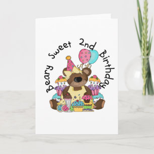 Carte T-shirts et cadeaux Beary Sweet 2e anniversaire